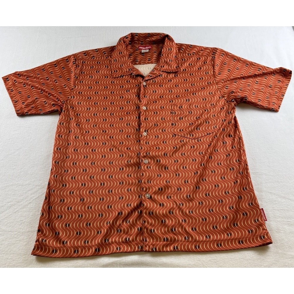 Union Bay Orange Geometric Print Button Up Shirt Men's M/L